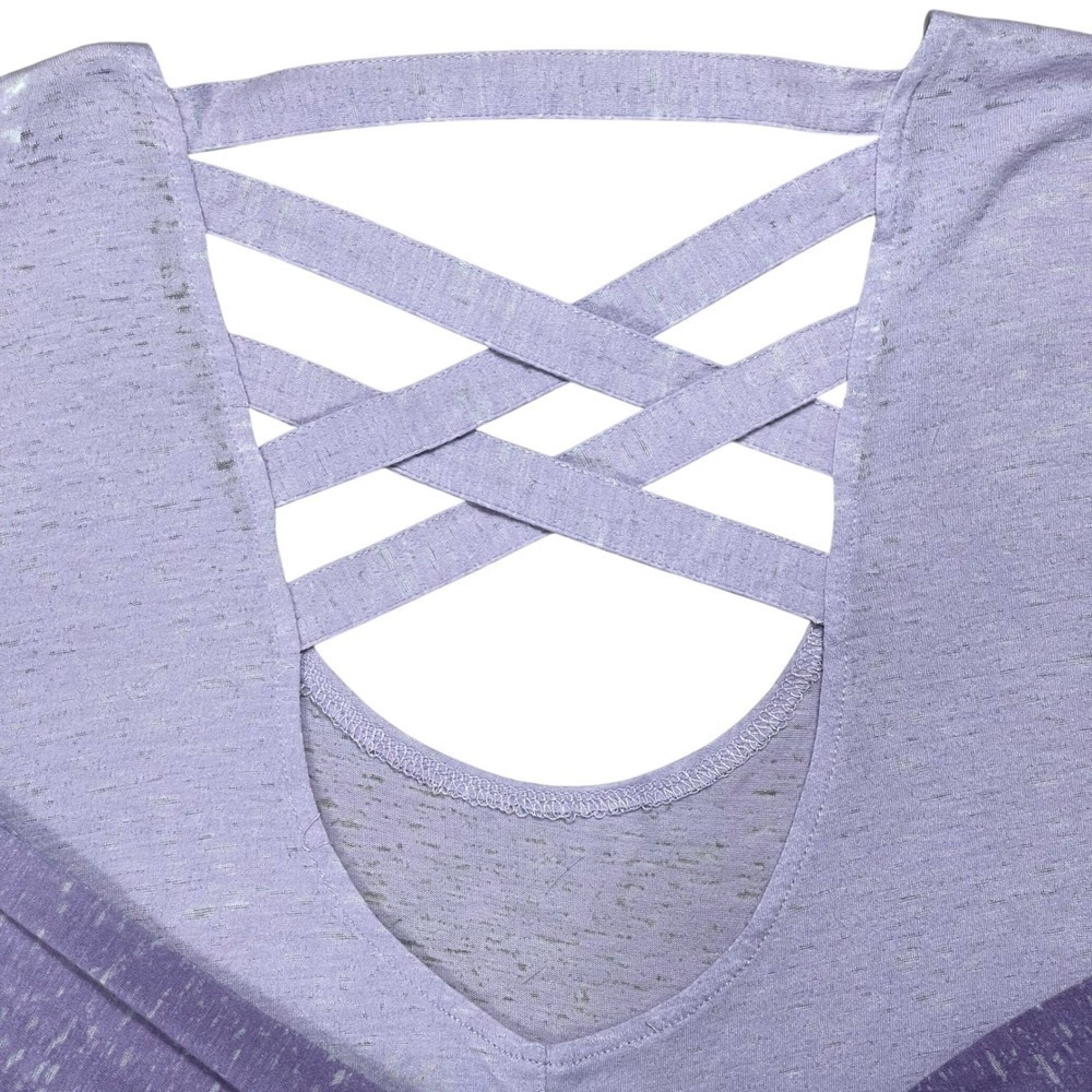 XL Earth Yoga Purple Ombre Lattice Back Organic Cotton Long Sleeve Athleisure - Picture 5 of 7